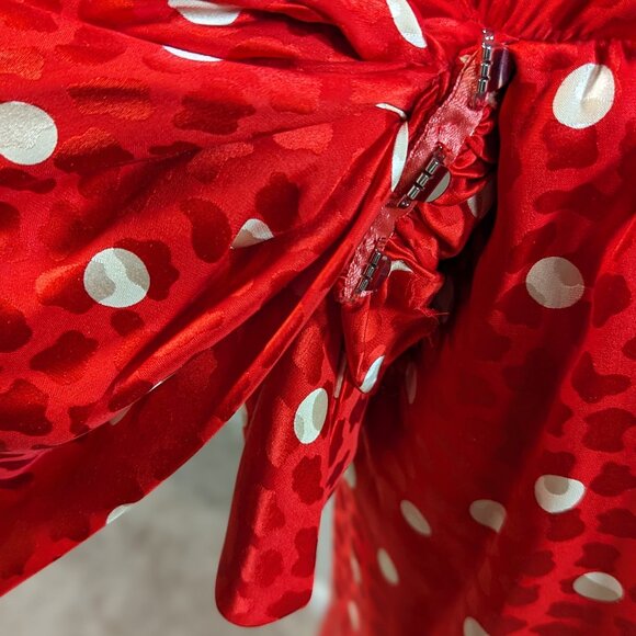 Joan Leslie by Kasper vintage red silk polka dot dress, size 8. - Picture 9 of 10